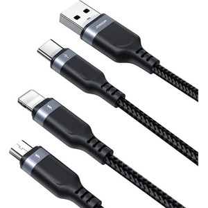JOYROOM Универсален USB-A кабел с Lightning, microUSB и USB-C конектори (120 см) - Joyroom 3-in-1 USB-A Fast Charging Cable 3.5A (черен) (S-1T3018A18)