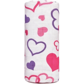 T-tomi BIO Veľká bambusová osuška 120 x 120 cm Hearts / srdíčka