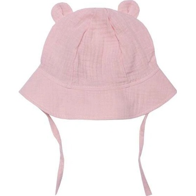 MUFFIN MODE Letní klobouček s oušky z mušelínu Muslin Sun Hat Teddy GOTS světlé růžový