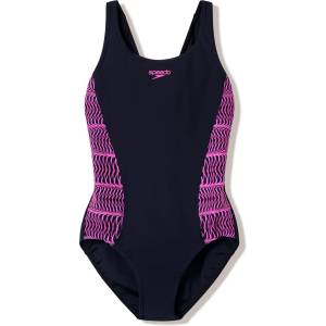 Speedo Дамски бански костюм Speedo Women's Placement Muscleback Swimsuit - Anthracite / Wineberry - размер 36 (EU) (150-5720-0513)