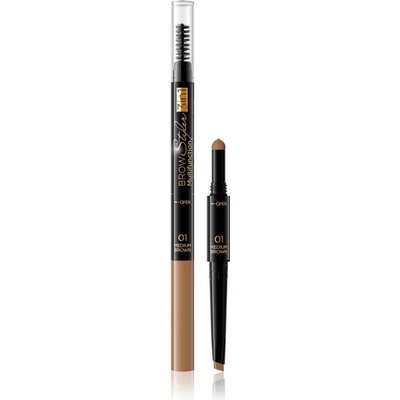Eveline Cosmetics Brow Styler прецизен молив за вежди 3 в 1 цвят 01 Medium Brown 1, 2 гр