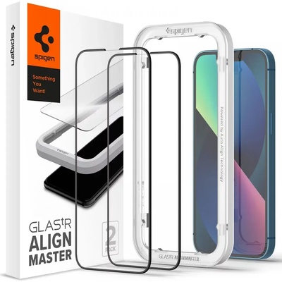 Spigen tR Align Master защитено закалено стъкло 2бр за iPhone 13 Pro Max черно