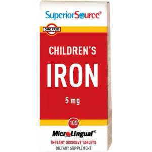 SuperiorSource Children's Iron 5 mg [100 Подезични таблетки ]