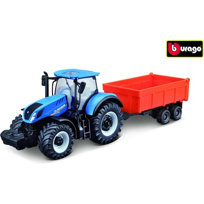 Bburago 10cm Farm Traktor na setrvačník s vlečkou New Holland T7.315 HD