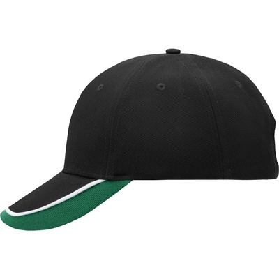 Myrtle Beach MB 49 tříbarevný kšilt COT03004969999-black/white Černá/bílá/zelená