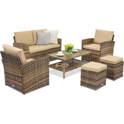 Garden Point Градински мебели Monaco Coffee 4 + 2 пуфа Garden Point кафяви (GAP249-2PU)