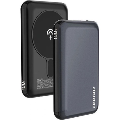 Dudao Magnetic Wireless Charging Power Bank 10000 mAh 15W - преносима външна батерия с USB-C порт, USB-A изход и безжично зареждане с MagSafe (тъмносив)