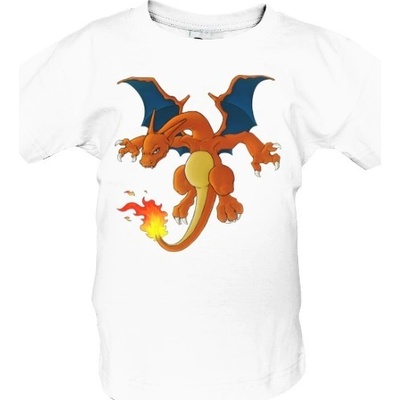 Tričko s potiskem Drak Charizard dětské Bílá