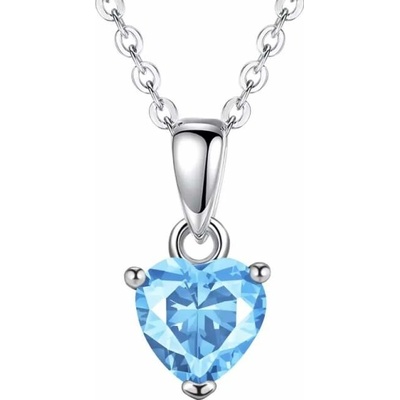 Glory Strieborný nahrdelník s aquamarine srdiečkom CYD801-3