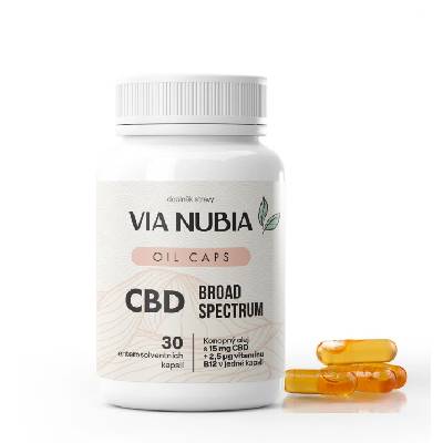Via Nubia BROAD Spectrum CBD OIL CAPS 15 mg + vitamin B12, 30 kapslí