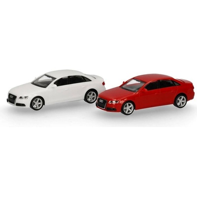 Herpa Sada 2ks: Audi A4 Limousine 2007 bílá a červená stavebnice 1:87