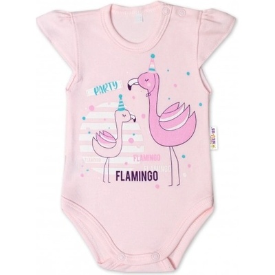 Baby Nellys Bavlnené dojčenské body kr. rukáv Cute Bunny sv. růžová