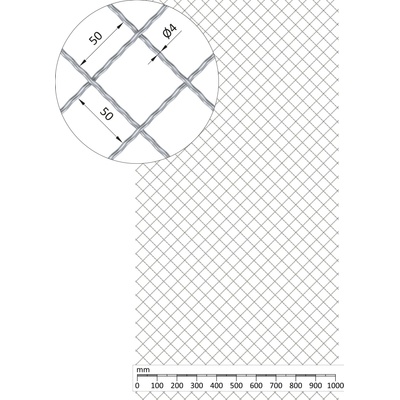 Rebierkové pletené sito 1000 x 2000 mm, vzor Diamant, pozink