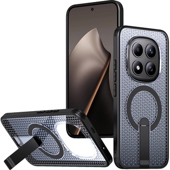 Xiaomi Магнитен калъф за Xiaomi Redmi Note 15 Pro+ 5G (Global) / Xiaomi Poco M8 Pro 5G с Мрежеста Текстура и Стойка - PC+TPU, 3D Вентилация, Вкл. Протектор- 6 Цвята