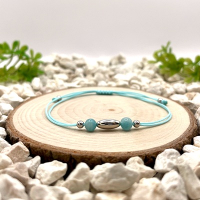 Certom Provázkový náramek s amazonitem a jemnými stříbrnými ozdobami 0200