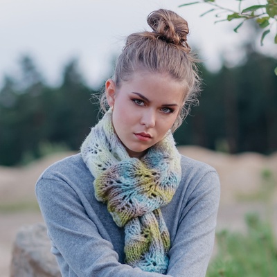 Zimní merino šála Soumrak padá do zahrad