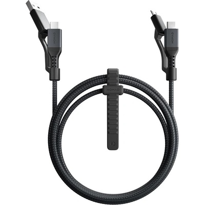 Nomad Kevlar USB-C to Universal Cable v2 - здрав кевларен кабел за устройства с USB-A, microUSB и USB-C порт (150 см) (черен)