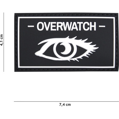 Gumová nášivka 101 Inc nápis Overwatch - čierna