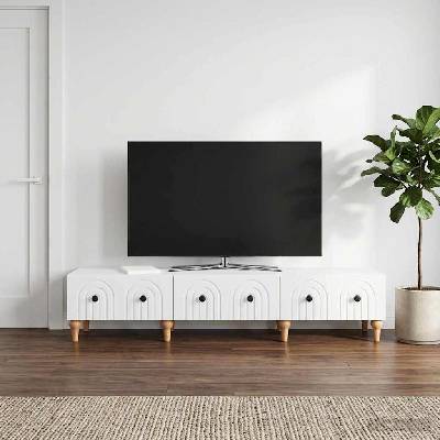 vidaXL ТВ шкаф с чекмедже Бяло 147 x 34, 5 x 30 см Инженерна дървесина (894245)