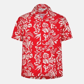 Image 1 of Replay Риза с къс ръкав Replay Men's Hawaiian Short Sleeve Patterned Shirt - Red
