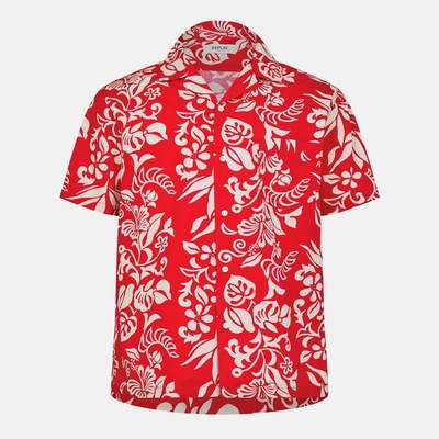 Replay Риза с къс ръкав Replay Men's Hawaiian Short Sleeve Patterned Shirt - Red