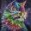 Диамантен Гоблен "Цветно Коте" - 30 x 30 см, Специални мъниста