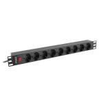 Lanberg Филтър, Lanberg power distribution unit (PDU) 19"" 1U 16A 9xSchuko outl (PDU-09F-0300-BK)