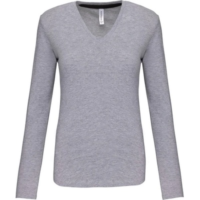 Kariban v-neck k382 / Дамска тениска с дълъг ръкав - оксфордско сиво l (20k38239803)