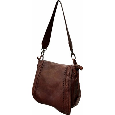 Noelia Bolger kožená kabelka s prehozom zdobeným perforáciou s dvomi ramienkami 2031 bordová