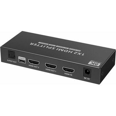 PremiumCord HDMI 2.1 splitter 1-2 porty, 8K@60hz, 4K@120Hz, 1080p, HDR+ KHSPLIT2M