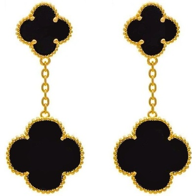 Majya Stříbrné náušnice LUCKY MIJA black pozlacené 11834