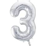 Party Deco Фолиев Балон Цифра, Сребро - 86см - 3 (fb1m-3-018)