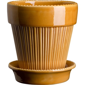 Bergs Potter Саксия Simona с поставка гланцирана 18 см жълта (SCY18S)