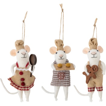 Bloomingville Peo коледни украшения мишки готвачки, 3 бр (82060084)
