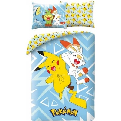 Halantex obliečky z mikrovlákna Pokémoni Pikachu Scorbunny Grookey a Sobble 140x90 70x90