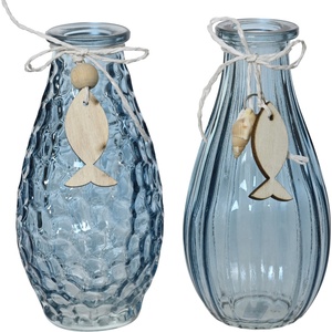 DECORIS ВАЗА СТЪКЛЕНА 810106 Ø6.6х14см СИНЯ (835574)