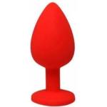 Fantasy by Cottelli Red medium butt plug with white crystal