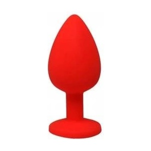 Fantasy by Cottelli Red medium butt plug with white crystal