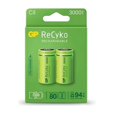 Piles Rechargeables GP Recyko D 3000 MAh - Lot De 2, NiMH Haute Capacité