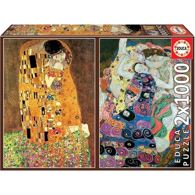 Educa - Puzzle Gogh: Panna, Klimt: Kiss - 1 000 piese