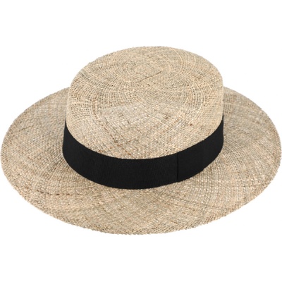 Fiebig Canotier letní slaměný boater klobouk unisex žirarďák s širší krempou