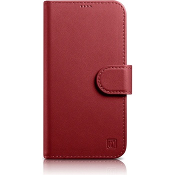 ICARER Флип кейс 2в1 от естествена кожа iCarer Wallet Case за iPhone 14 Pro Max, Anti-RFID, червен, (WMI14220728-RD) (WMI14220728-RD)