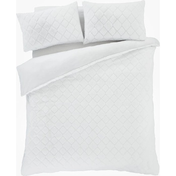 Catherine Lansfield Бяло двойно удължено спално бельо от микроплюш 230x220 cm Cosy Diamond - Catherine Lansfield (BD/55599/W/KQS/WH)