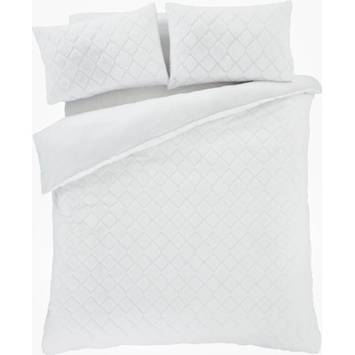 Catherine Lansfield Бяло двойно удължено спално бельо от микроплюш 230x220 cm Cosy Diamond - Catherine Lansfield (BD/55599/W/KQS/WH)