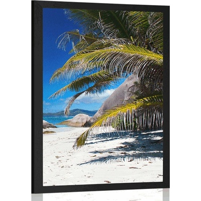 Plakát krásy pláže Anse Source - 60x90 black