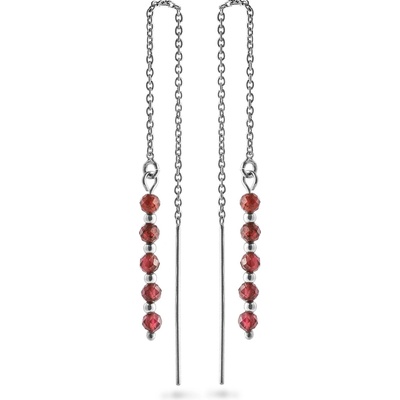 AGAIN Jewelry Strieborné retiazkové náušnice s granátom AJKNS005