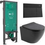 Rune Комплект казанче за WC с вграждаща рамка Hansgrohe iFrame 112 см и бутон iFrame Element E, матово черно, плюс тоалетна чиния Rune Ivaldi с капак softclose (01022180+66003670+5940541330424)