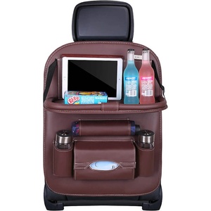  Сгъваем органайзер за седелаката на автомобил - Foldable Mini Shelf Multifunctional Car Seat Organizer (кафяв)