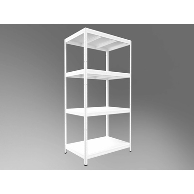 Biedrax Regál do domácnosti 35 x 120 x 180 cm, bílý, 4 police bílé lamino 12mm, nosnost 200 kg na polici