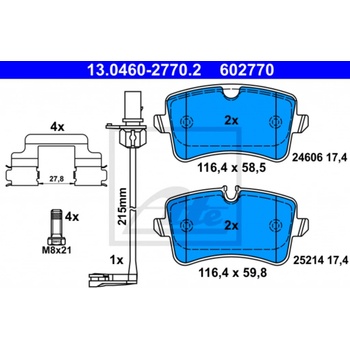 Sada brzdových platničiek, vždy 4 kusy v sade ATE 13.0460-2770.2 (13046027702)